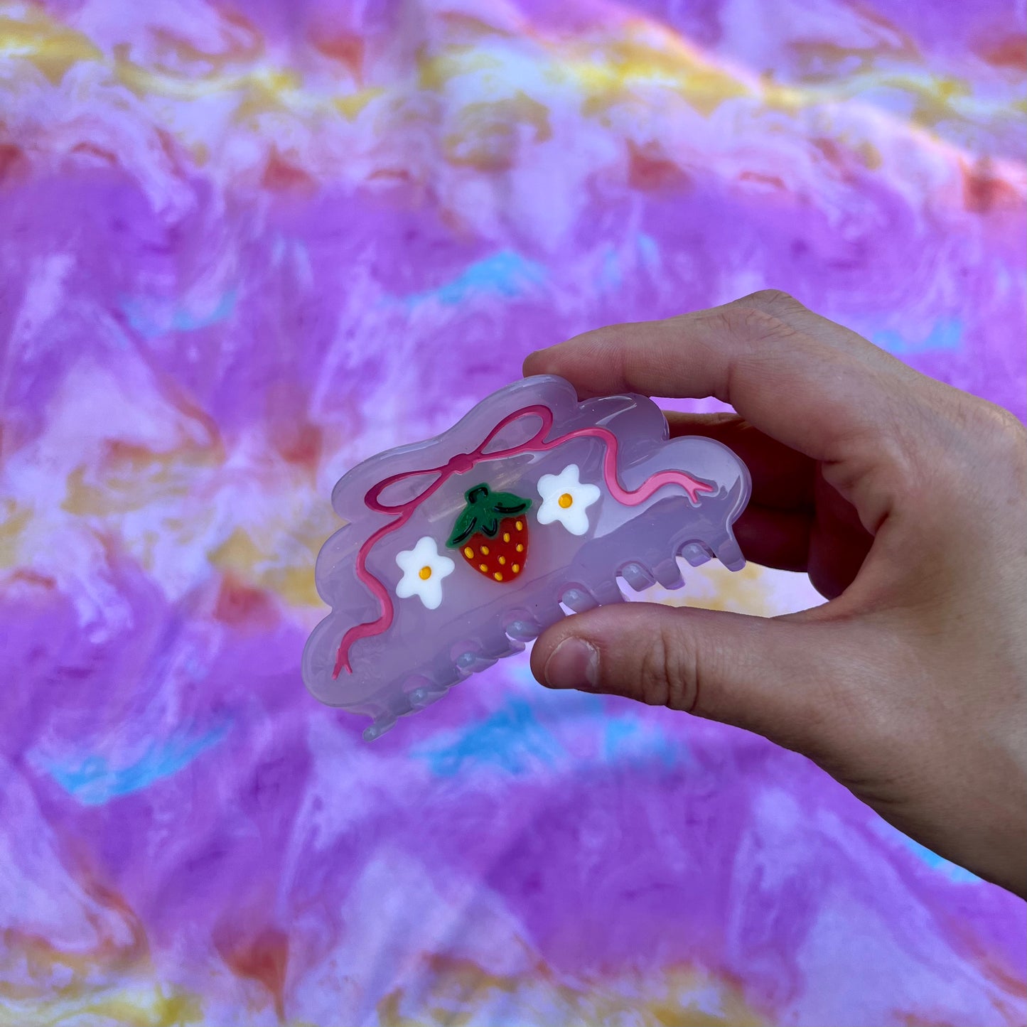 Strawberry Bow Claw Clip