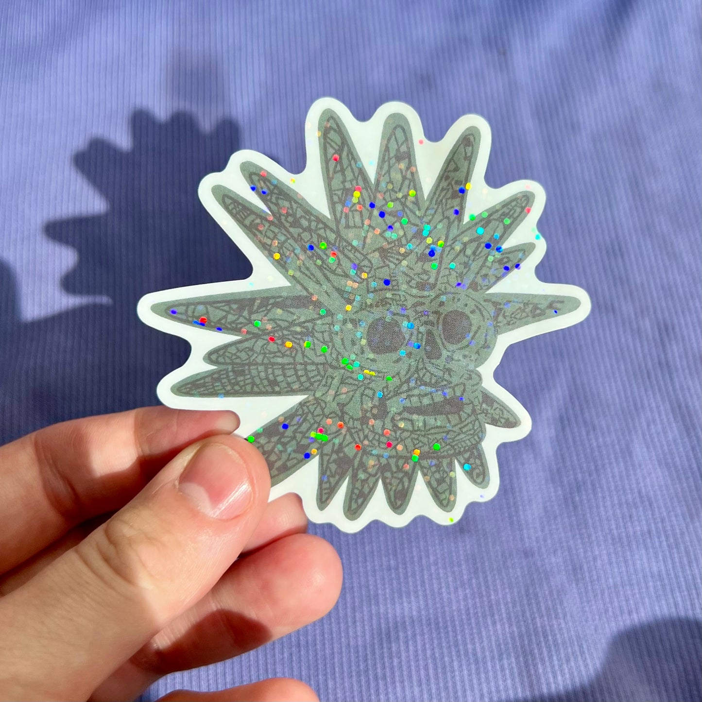 Glitter Disco Skull Sticker