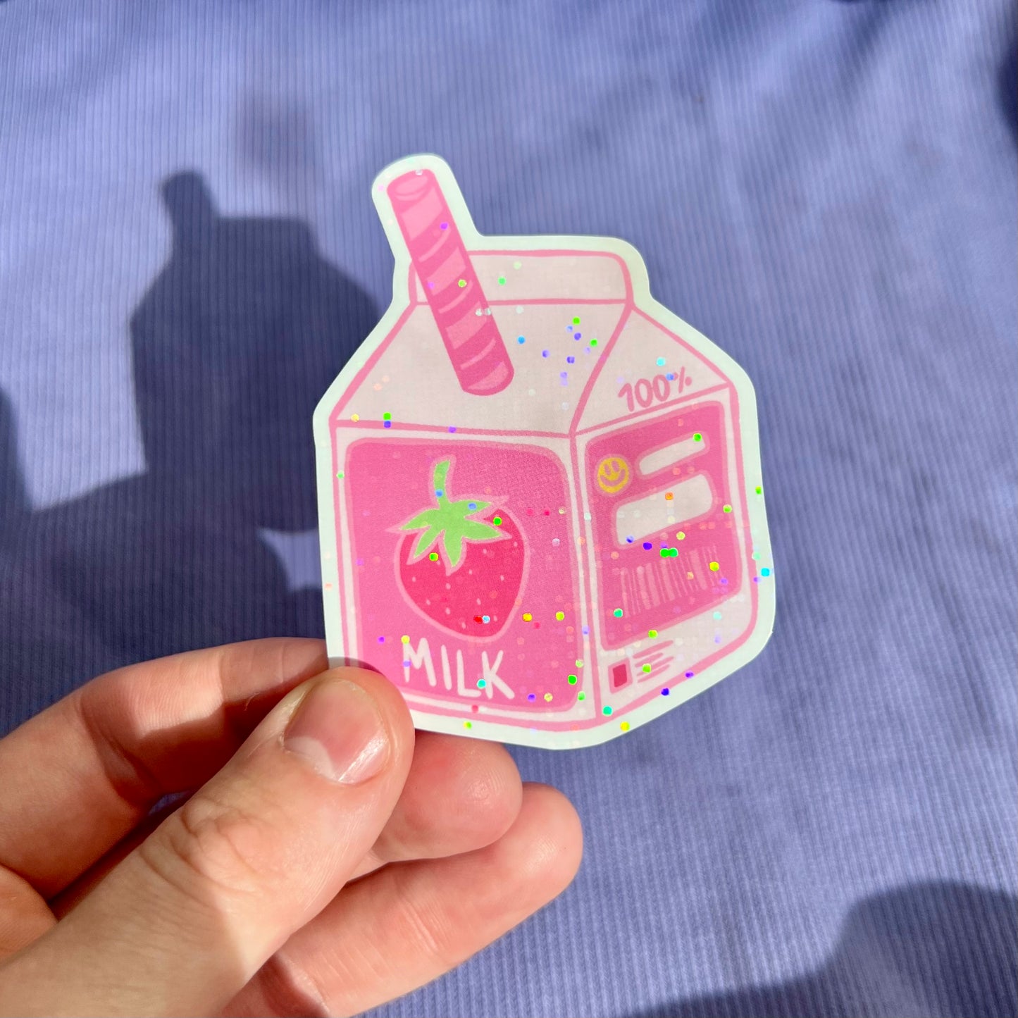 Glitter Strawb Milk Sticker