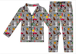 Hoa Hoa Hoa bamboo adult pajama pants set! (GRAY)