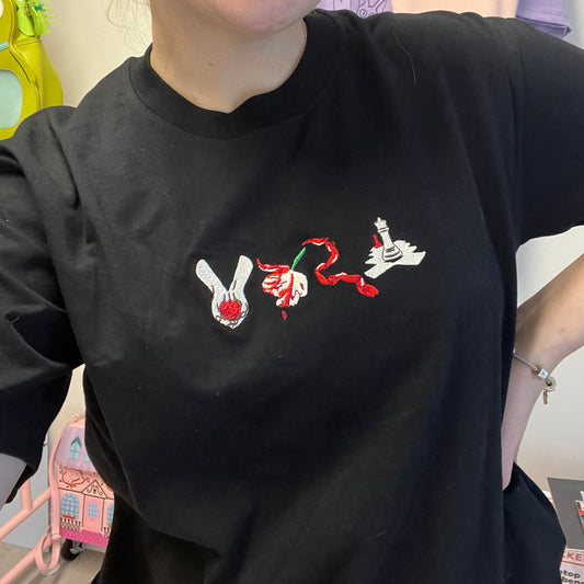 embroidered book cover t-shirt PREORDER