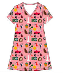 Hoa Hoa Hoa bamboo adult pajama tshirt dress! (PINK)