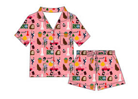 Hoa Hoa Hoa bamboo adult pajama shorts set! (PINK)